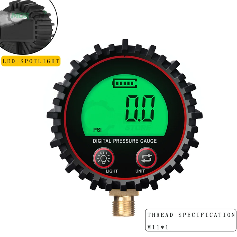 Rang to 255PSI Digital Gas Pressure Gauge with M11 1/4 1/8NPT Screw Thread Connector Rubber Protector For Car Truck Motorcycle pressure gauge fluid pressure gauge