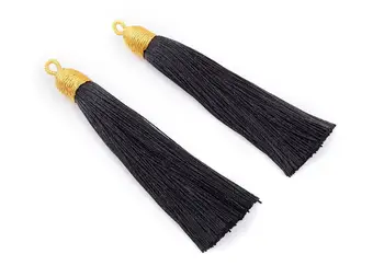 

Silky Tassels with Loop Charms - Silky Tassels Earrings and Pendant - Boho Earrings - 4Pcs/LOT - 84.37x9.59mm - TS1015