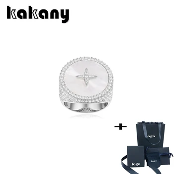 

Kakany High-quality Elegant White Mother-of-pearl Brilliant Geometric Crystal Starry Sky Shell Ring Evening Dress Banquet Jewelr