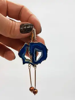 

Agate Druse earring long natural stone