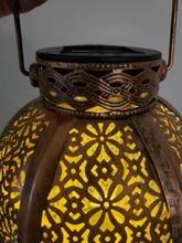 Solar-Lanterns Garden-Lights-Decor Fence Handle Hanging Tree Patio Bronze Retro Hollow