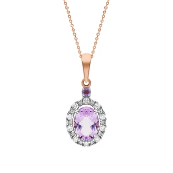 

Gold pendant with amethyst and cubic zirconium sunlight sample 585
