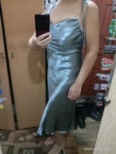 Asymmetrical Dress Satin-Straps Backless Julissa Mo Metallic Elegant Female Women Summer