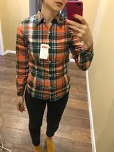 Plaid Shirt Outerwear Top Cotton Blouse Long-Sleeve Slim Female Autumn Winter And