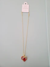 Nuevo amor corazón rojo rosa colgante, collar de mujer Color dorado para señorita gargantilla collar de joyería de moda para el Día de San Valentín regalo
