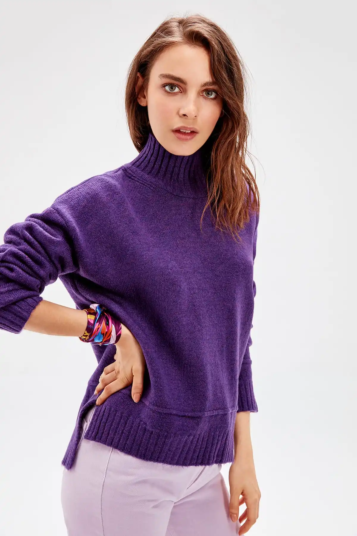 Trendyol женский фиолетовый свитер с круглым вырезом TWOAW20FV0076| |
