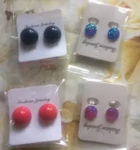 Pendientes de resina con Clip para mujer, joyería coreana, grandes, geométricos, redondos, sin perforación, color verde y rojo