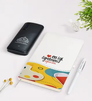 

Personalized Best Teacher White Notebook Pen 12.000 Mah Powerbank Gift Set-4