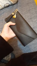 Cartera de piel sintética para mujer, monedero cartera borla, tarjetero, bolso de mano tipo monedero