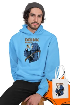 

Angemiel Wear More Drink AzrailMavi Male Hooded Sweatshirt Bags Kombin