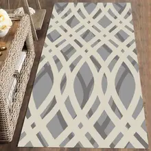 Else серый белый смешанные Геометрические линии Nordec 3d принт нескользящие микрофибры Моющиеся бегуны Коврики для прихожей
