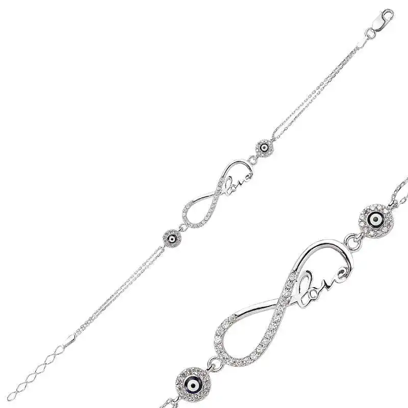 KUTAYDAN 925 Sterling Silver Infinity Love Women Bracelet