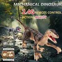 Remote Control Dinosaur Toys Kids RC Electric Walking Jurassic Dinosaur Simulation Velociraptor Toy With LED Light And Roaring 1