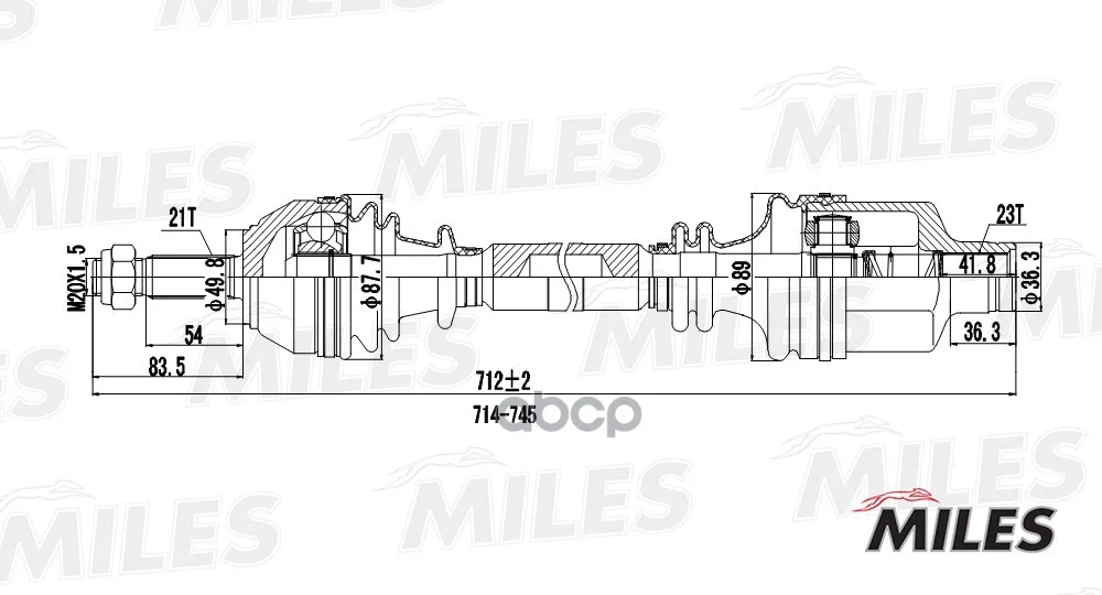 Привод В Сборе Renault Clio Ii/Kangoo 1.2-1.6 97-09 Прав. Miles Gc02106 Miles арт. GC02106