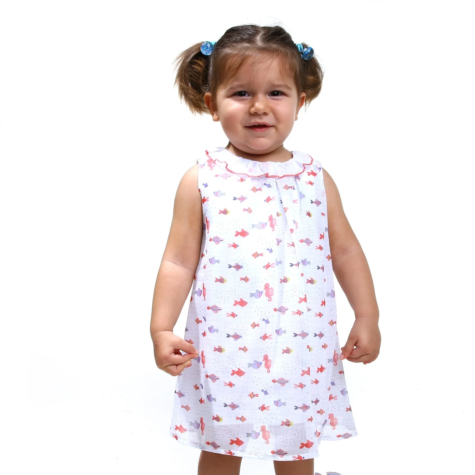 Ebebek HelloBaby/шифоновое платье без рукавов с рыбками для маленьких девочек
