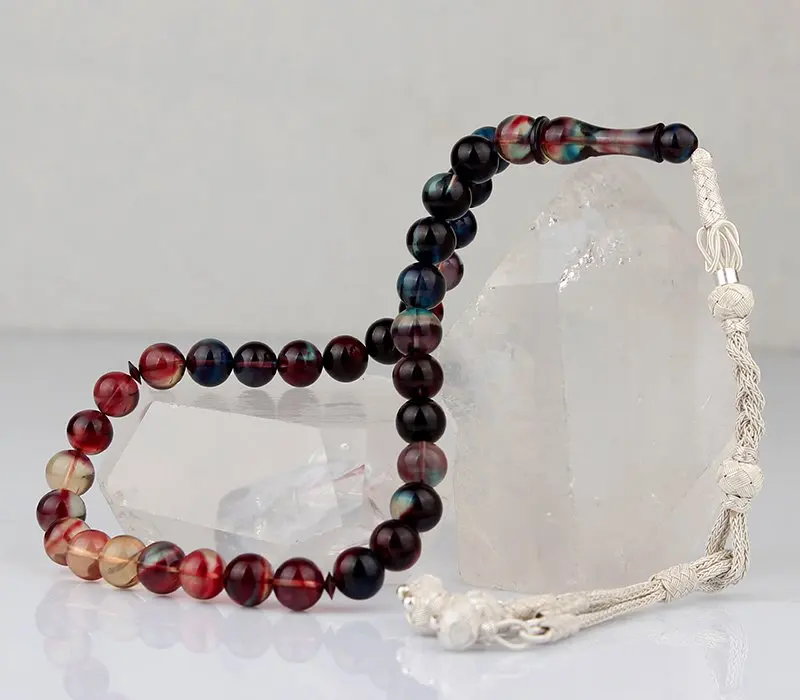 

Natural Amber 1000 Silver Kazaz Tassel 33 Bead Prayer Beads Islamic Tasbih Rosary Men Women Meditation Jewelry From Turkey