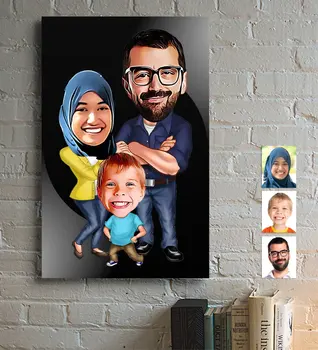 

Personalized Family Caricature Of Wood table-1