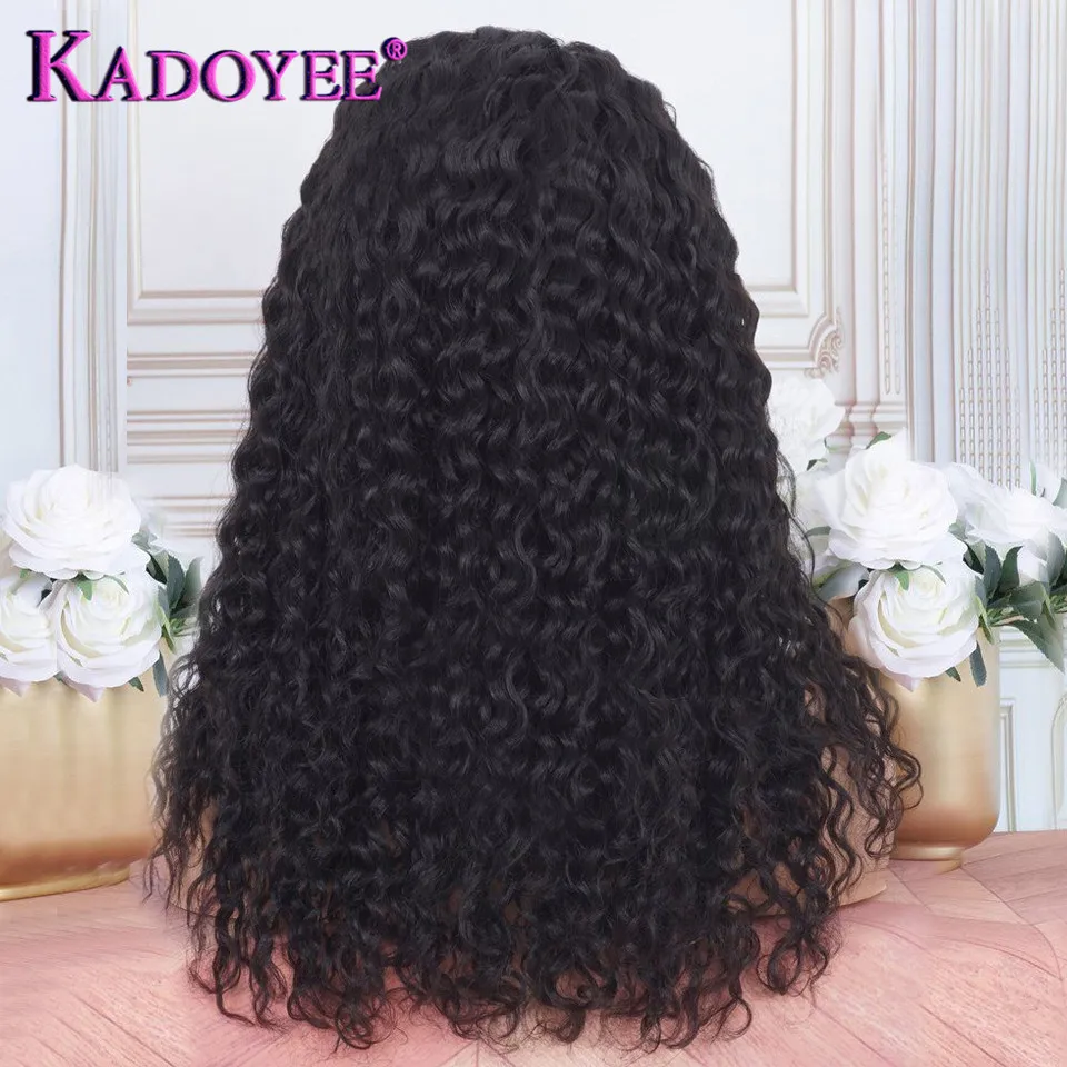 Curly Hair Headband Wig Human Hair Super Easy Half Wig Brazilian Remy Hair Headband Wigs Full Machine Made Wigs 180% For Women-06