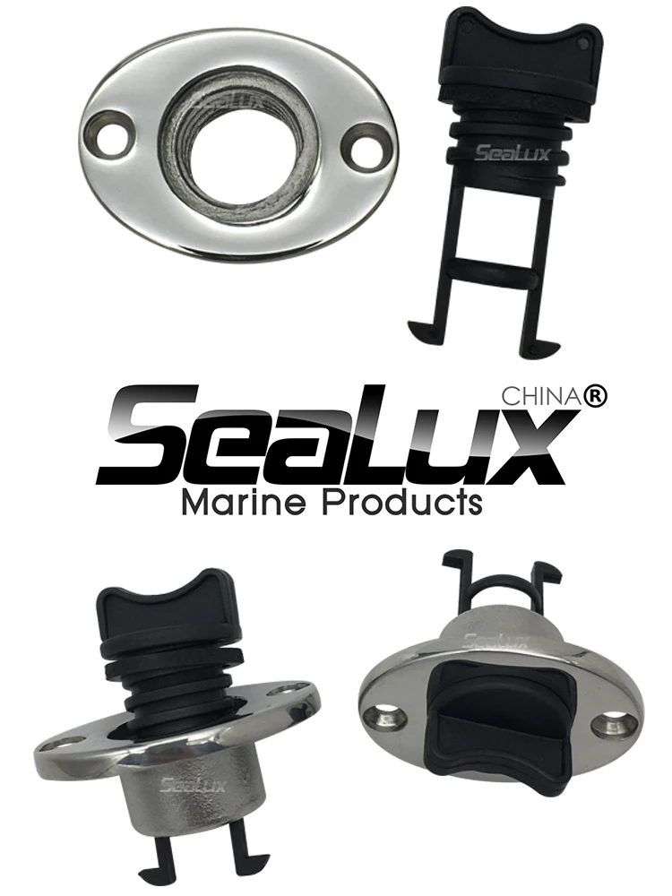 Sealux Marine Grade Edelstahl 316, Basis und schwarzes Nylon, ovaler Ablaufstopfen-Set für Marine, Boote, Yacht, Kajak, Kanu, Zubehör – Detail 1