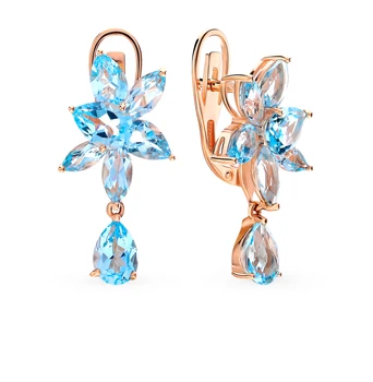 

Gold earrings with Topaz sunlight sample 585