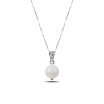 

Angemiel 925 Silver Pearlescent Ball Necklace