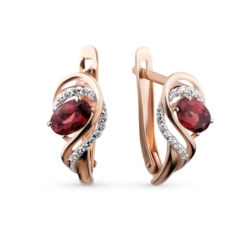 

Gold earrings with cubic zirconia and Garnet sunlight sample 585