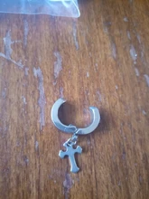 DreamBell hombres pendientes de Clip pendientes largos aretes pendientes moda Hiphop estilo Rock hipoalergénico en forma de cruz de acero de titanio Clip de oreja aretes Accesorios