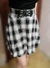 Falda a cuadros con cordones para mujer, minifalda Sexy de cintura alta, informal, hueca, Harajuku, de verano, 2021