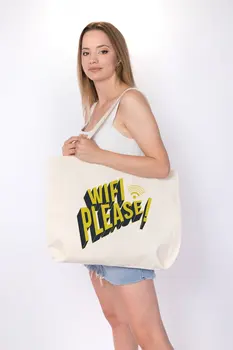 

Angemiel Bag Large WIFI Please Shopping Beach Tote Bag