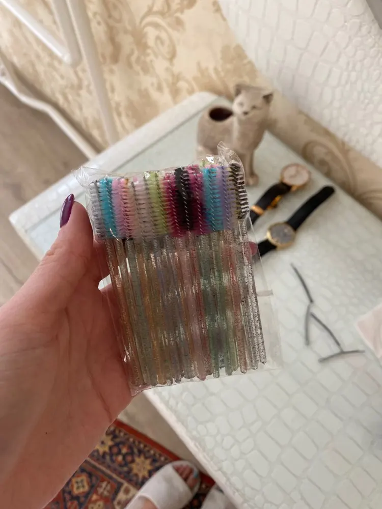 QSTY eyelash brush makeup brushes 50pcs individual disposable mascara applicator comb wand lash makeup brushes tools 6colors reviews №1 8991