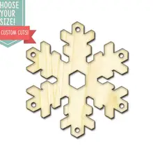 Snowflake Ornament Wood Cut Out- Custom Size- Laser Cut Wooden Art Craft Supplies Wall Hanging Decor Tree Holiday Gift DCS0324