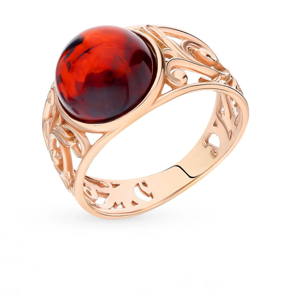 Серебряное кольцо с янтарем SUNLIGHT проба 925