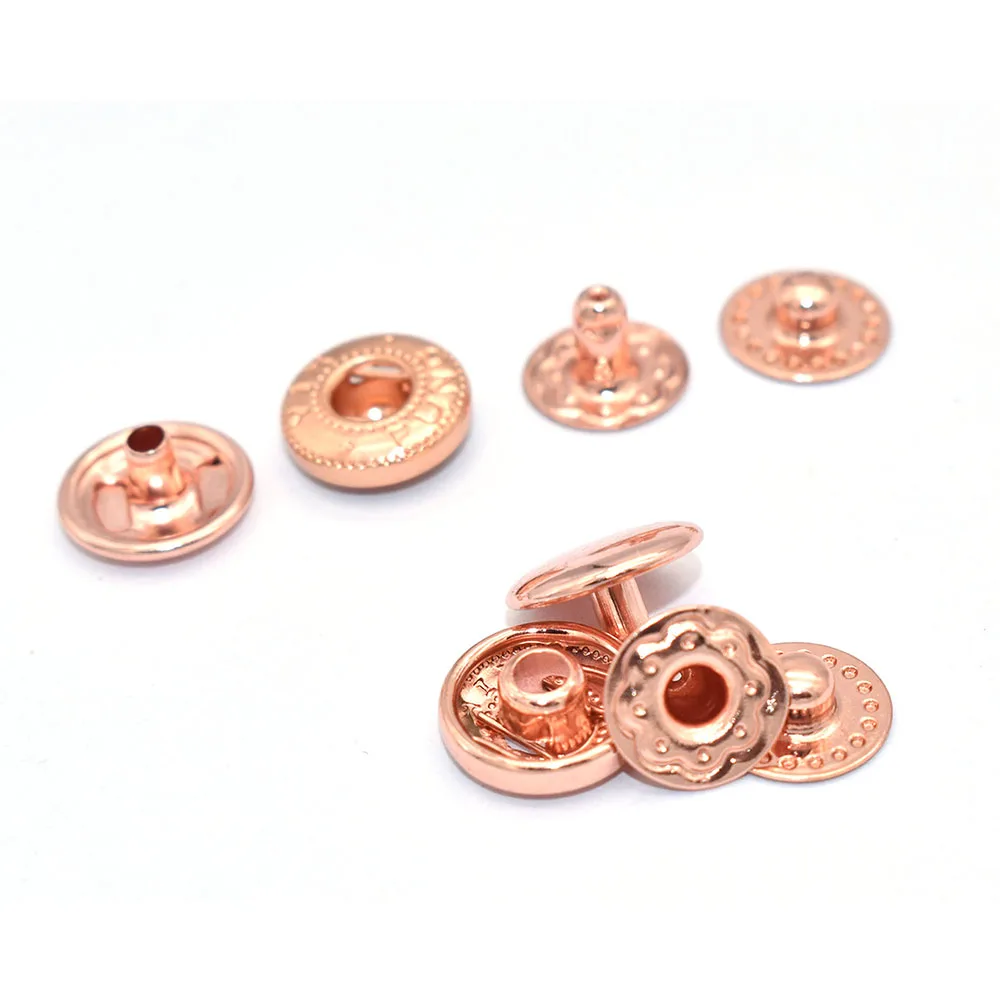 Rose gold Fashion Spring Metal Snaps Buttons Spring Snap Fasteners Leatherworking Metal Snap Tool Leather Snaps Leather Fastener 5