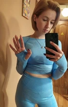 Gym Clothing Leggings Sportswear Crop-Top Yoga-Set Fitness Long-Sleeve Seamless Workout