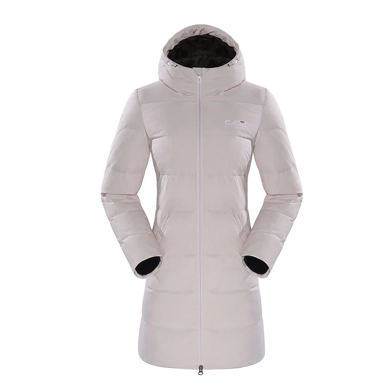 Camel/пара пуховых курток для мужчин и женщин; зимнее ветрозащитное теплое пальто на молнии с капюшоном из 80% белого утиного пуха; Походное Свободное длинное пальто; XXXL - Цвет: A9W1YN102-White-F