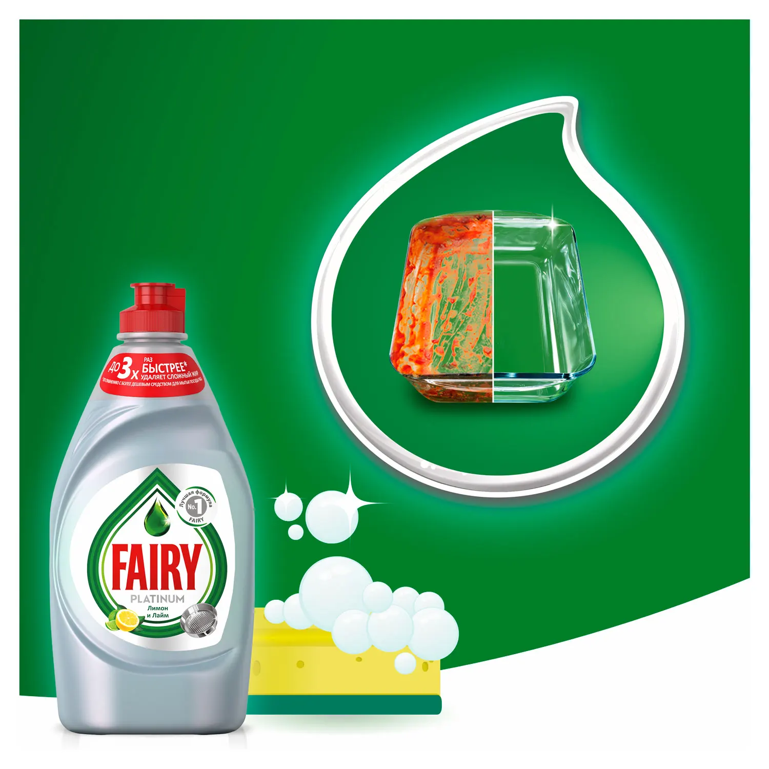Средство для мытья посуды Fairy Platinum Лимон и лайм 650 мл