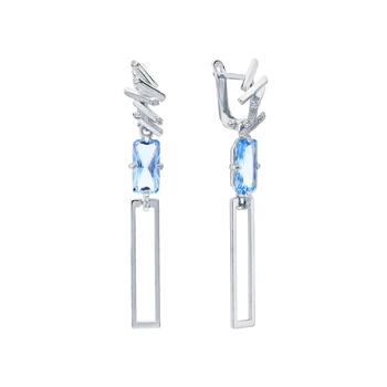 

Silver earrings with cubic zirconia and Topaz Swiss sunlight sample 925 test