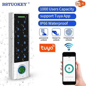 Wifi Remote Fingerprint Access Control Kit Rfid Reader 1000 User Tuya APP 125khz Card Keypad Door Password Access Control System 1