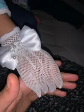 Fishnet-Gloves Ceremony-Accessories Flower-Girl Communion Kids Lace White 1-Pair Pearl