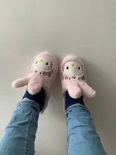 Zapatillas de conejo para interior para niña, pantuflas antideslizantes impermeables de algodón, parte inferior de goma