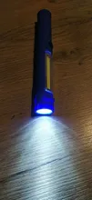 LED Flashlight Torch-Lamp Magnet Work-Inspection COB with The-Bottom And Clip Red/blue