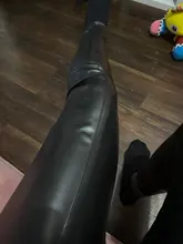 Trousers Pencil-Pants Faux-Leather Skinny High-Wasited Fleece Stretchable Autumn Women