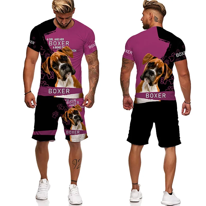 mens sweat suits sets Summer 3D Dogs Printed T-shirt Shorts Sets Men's Sportswear Tracksuit O Neck Short Sleeve T-shirt Cool Men's Clothing Suit mens matching sets