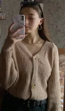 Cárdigan de invierno para mujer, suéter de cachemira de manga larga con cuello de pico, jerséis de punto, abrigo, 2021