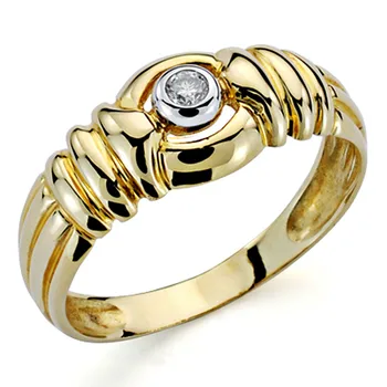 

Gold ring two-tone 18k 1 sparkling diamond 0,1ct [7312]