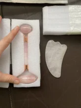 Roller Skin-Massage-Tool Rose Quartz Natural Jade Slimming Lifting Gift-Box Noiseless