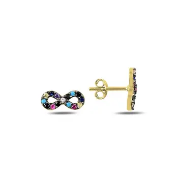 

Angemiel 925 Sterling Silver Mixed Color Zircon Cubic Zirconia Infinity Earrings-Gold Plated