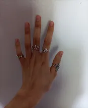 Tocona 14 unids/set Vintage Color de plata antiguo anillo para mujer rosa girasoles Cruz geométrico joyas bohemias 4 кольцо 6391