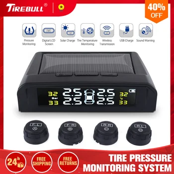 

Automobile TPMS Waterproof External Sensors Solar Powered Monitor Tire Temperature And Pressure Monitoring System LCD Screen