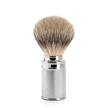

MHLE - Shaving Brush Silver-pointed Dachszupf - Grip Chrome-plated metal / fine Carving by MHLE